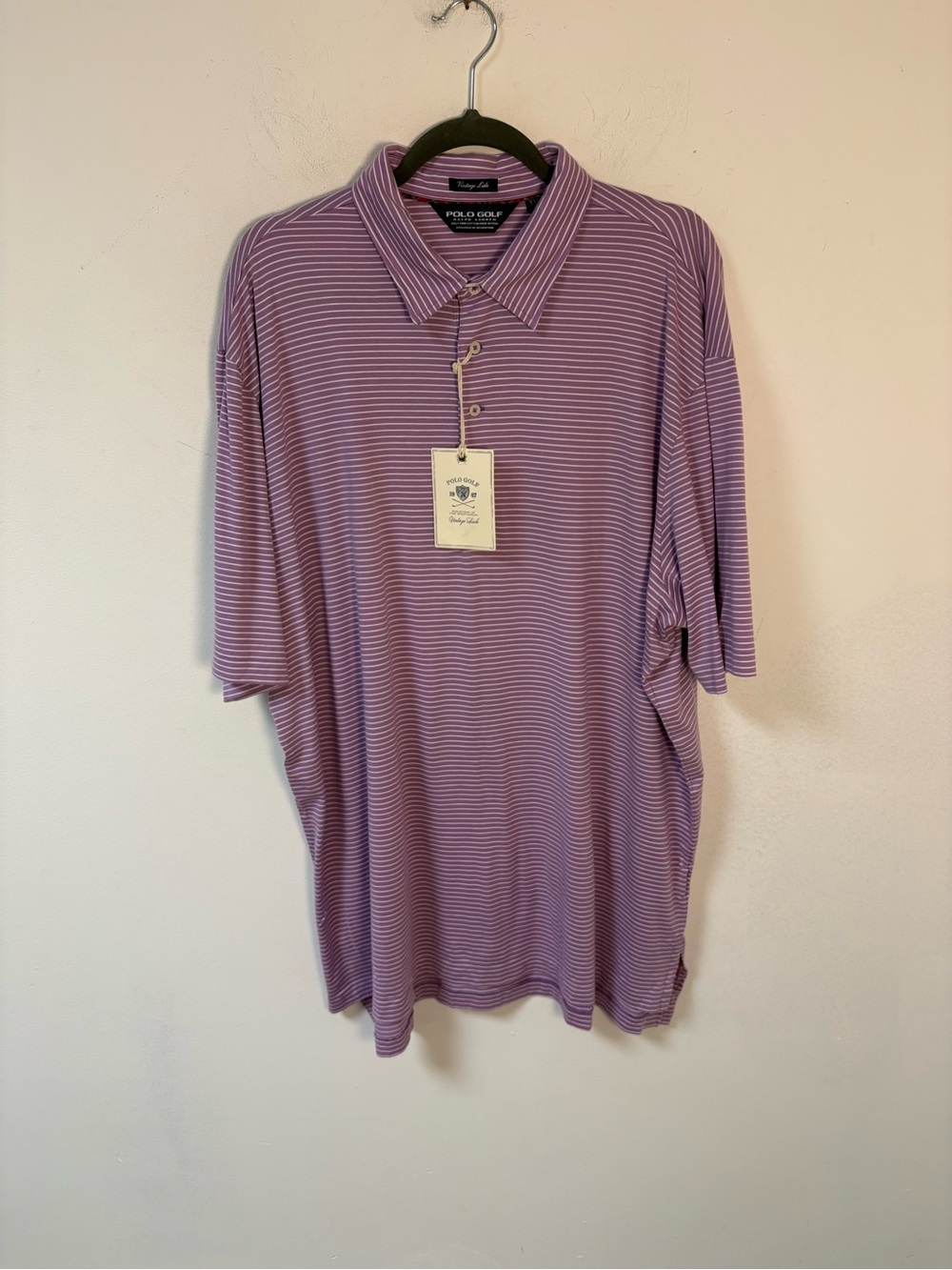 Polo Ralph Lauren Mens Striped Lavender Polo Shirt Pima Cotton XXL NWT
